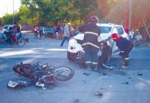 Choque fatal entre un auto y una moto. Falleció un joven de Brandsen