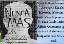 El PJ de Brandsen invita al acto por el día de la memoria, la verdad y la justicia