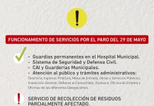 Funcionamiento de los servicios por el paro nacional del día miércoles 29 de mayo
