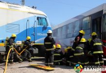 Se realizó un simulacro de accidente ferroviario y vial