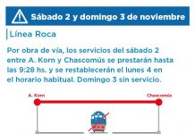 Atención: Corte programado para el fin de semana en el tren Roca