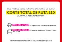 Corte total de ruta 210