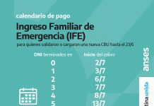 Calendario de pago del Ingreso Familiar de Emergencia