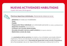 A partir de hoy quedan autorizadas las prácticas deportivas individuales