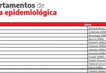 El mapa con el detalle de la situación epidemiológica en el país. Brandsen aparece en alerta epidemiológica.