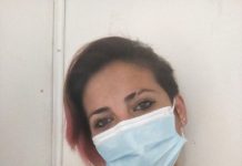 Con Cecilia Gerez, coordinadora de maestranza del Hospital. “Todo esto es una incertidumbre muy grande, y es completamente agotador”