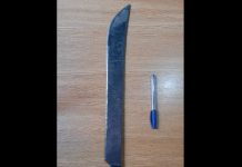 Una pareja fue aprehendida por intentar agredir a efectivos policiales: al hombre le secuestraron un machete