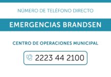 Nuevo número de teléfono directo. Emergencias Brandsen