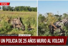 Publicó A24: Tragedia en Brandsen: choque y vuelco fatal de un policía