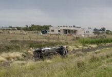 Choque y vuelco en ruta 6 a la altura de Brandsen