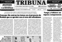 Semanario Tribuna. Tapa sábado 09 de noviembre de 2024