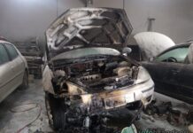 Incendio en un taller mecánico
