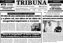 Semanario Tribuna. Tapa sábado 15 de febrero de 2025