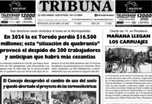 Semanario Tribuna. Tapa sábado 26 de abril de 2025