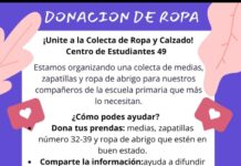El Centro de Estudiantes de la Escuela N° 1 está realizando una colecta
