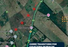 Corte transitorio en colectora de la RP N° 215