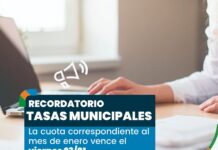 Tasas municipales: la cuota de enero vence el viernes 23