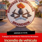 Sirenas de bomberos a las 21:10 por incendio de vehículo en Ruta 6