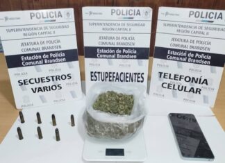 Allanamiento en Brandsen por amenazas agravadas: secuestran municiones, marihuana y un celular