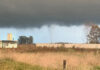Temporal y tornado sobre Ruta 3 en Las Flores