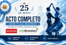 25 de Mayo: InfoBrandsen transmitió en vivo el acto protocolar completo desde Plaza Brandsen