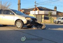 Choque entre dos vehículos en la esquina de Sáenz Peña y Belgrano
