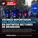 Vecinos reportaron una persecución policial en distintos sectores de Brandsen