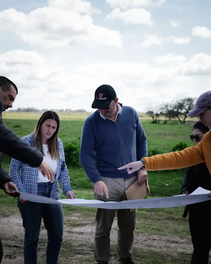 Recorrida por los terrenos con los planos del proyecto