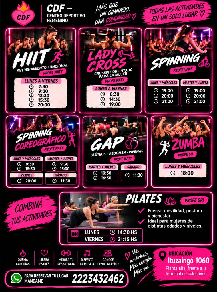 Grilla de actividades y horarios