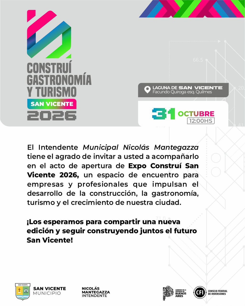 Invitación al acto de apertura de la Expo Construí San Vicente 2026