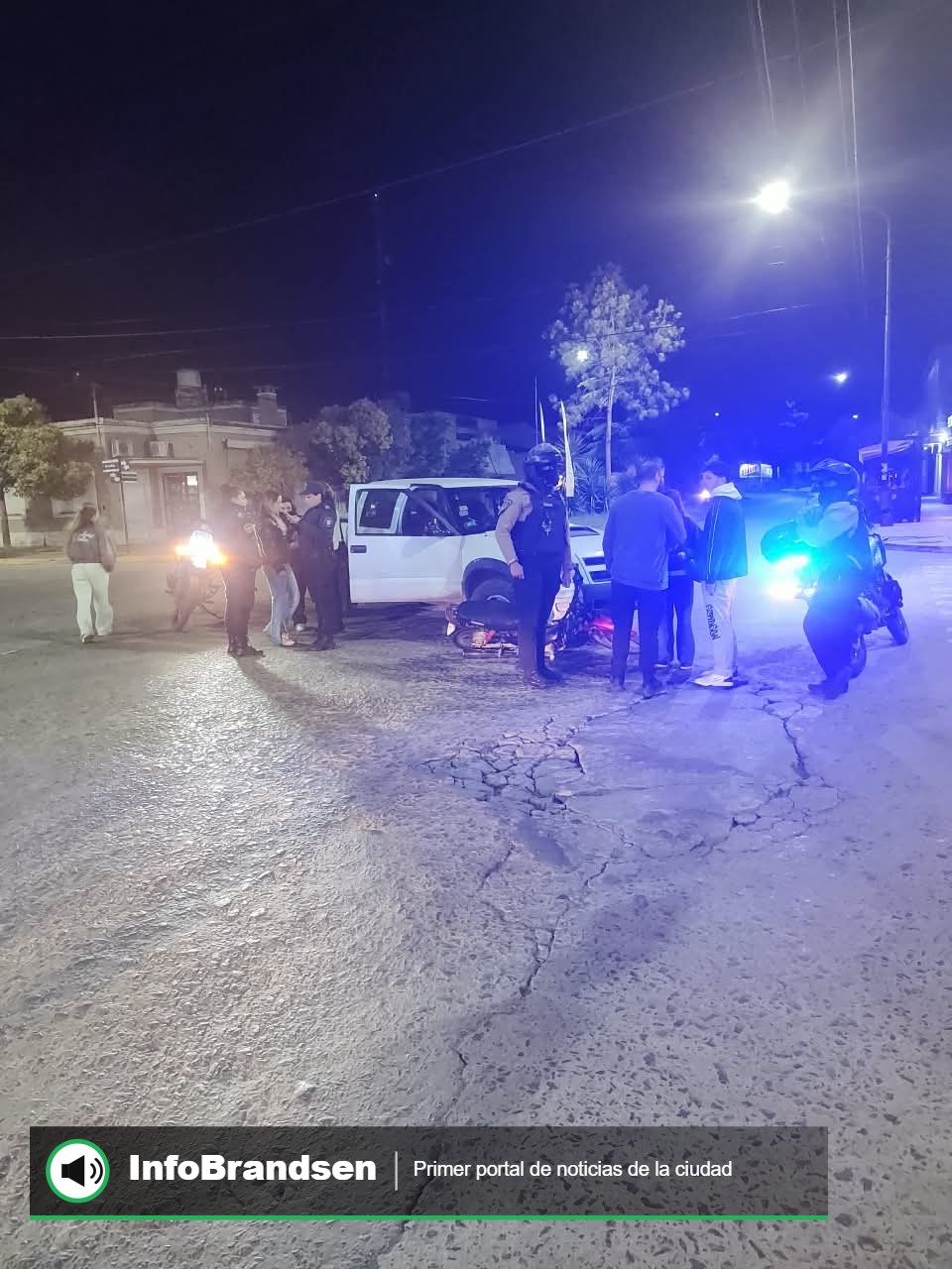 Escena del accidente en Mitre y Las Heras