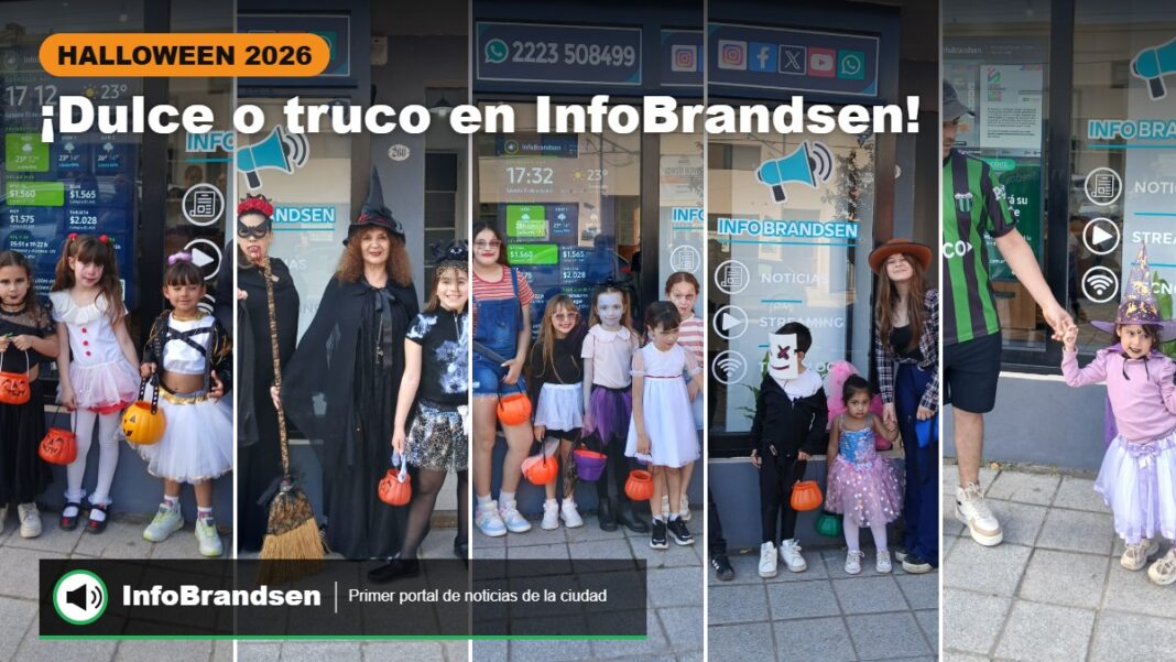 Halloween: dulce o truco en InfoBrandsen Chicos disfrazados por Halloween frente al estudio de InfoBrandsen en Ferrari 260