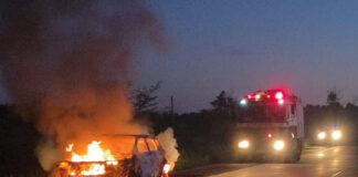 Incendio vehicular cerca de Los Bosquecitos