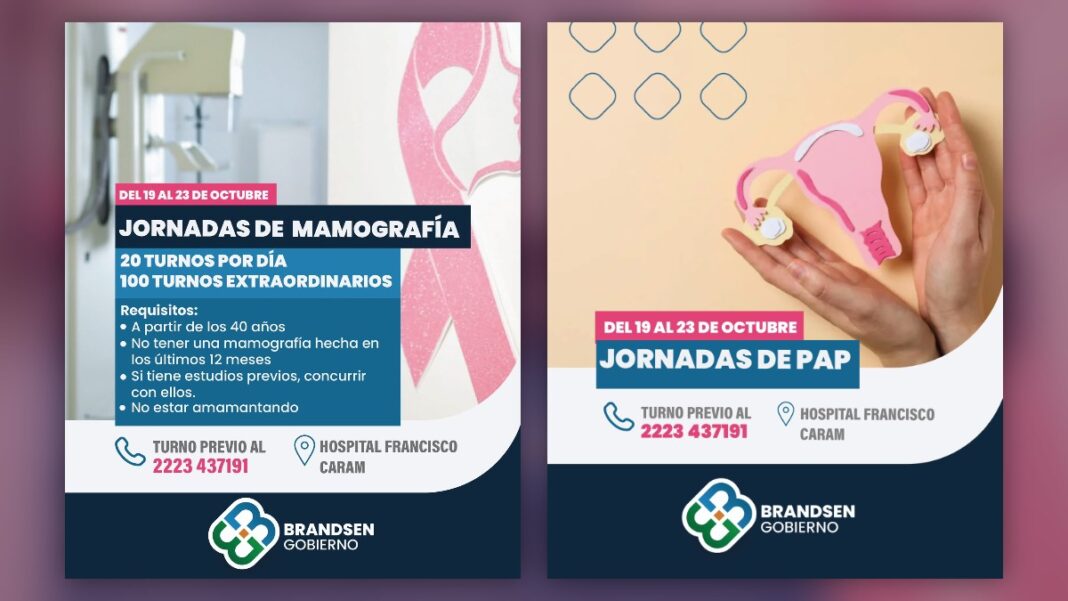 Octubre Rosa en Brandsen: jornadas de mamografías y PAP del 19 al 23 de octubre
