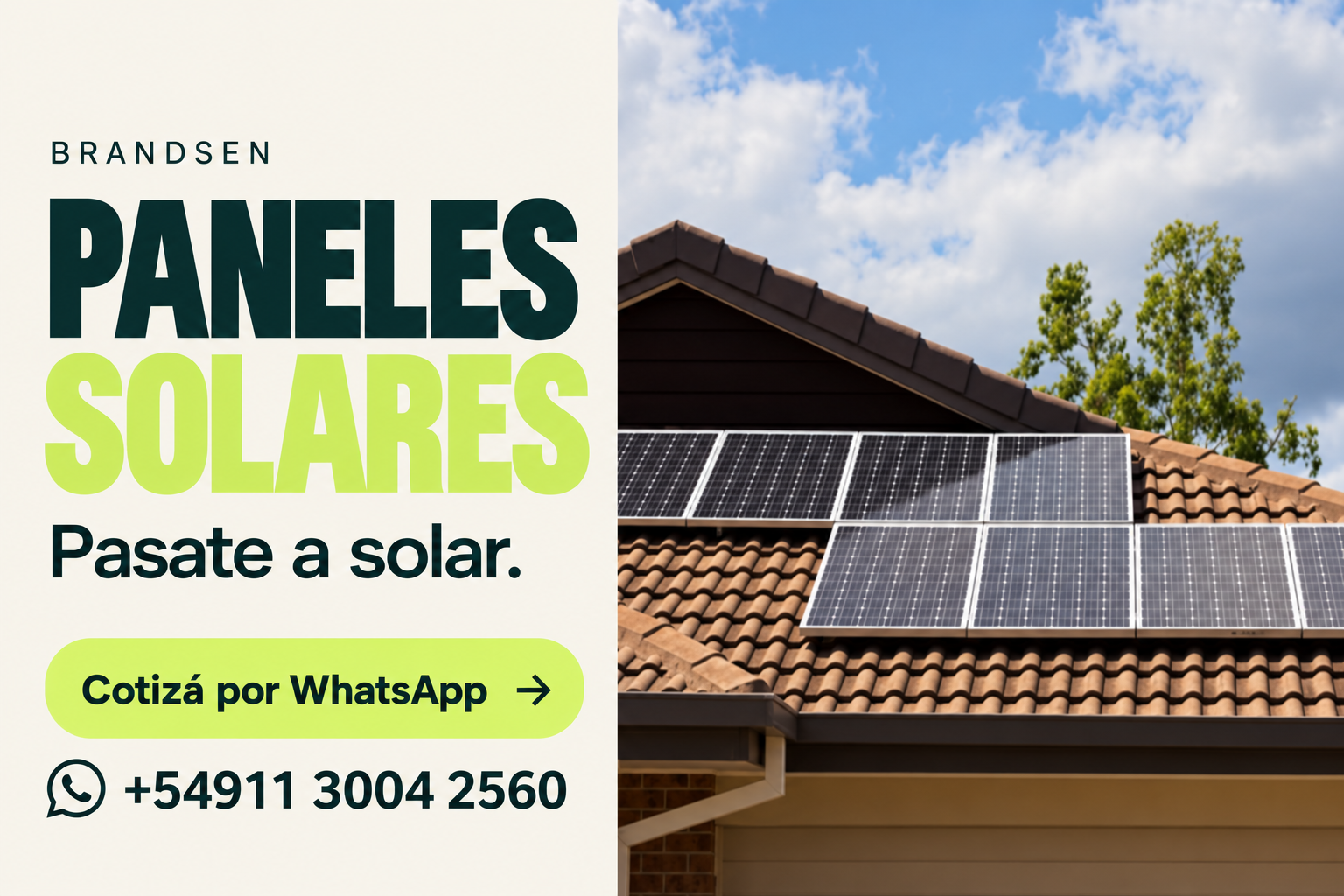 Paneles Solares Brandsen. Cotizá por WhatsApp al +54911 3004 2560.
